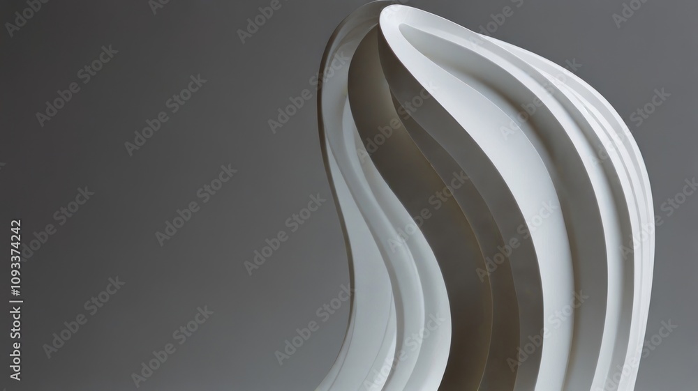 Aufkleber here's a possible and keyword list for your stock photo.. abstract white sculptural form with flowin