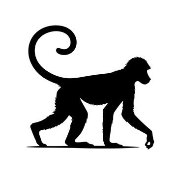 recommend clip art: Monkey vector illustration isolated in walking silhouette style for wildlife-themed projects, travel promotions, and educational materials
                    