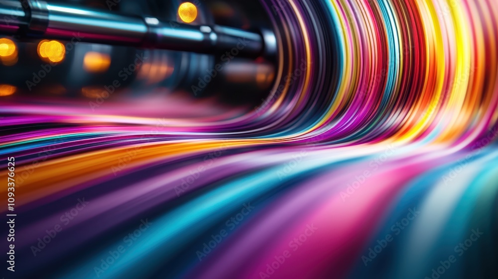 Poster a vibrant, swirling display of colorful light trails creates a dynamic and abstract visual effect, s