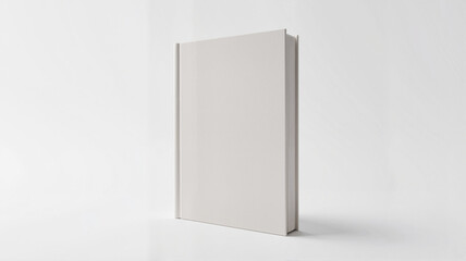 Minimalistic white book cover on plain background for creative design concepts
