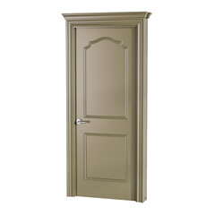 A door with a gold trim and a silver handle