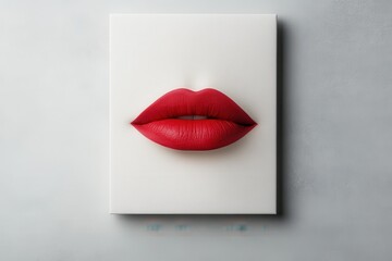 Stunning Close-Up of a Woman's Lips Adorned with Sophisticated Red Lipstick, Capturing Beauty and Elegance in a Minimalist Design