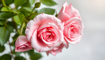 Roses, pink perfume water isolated with white highlights, png