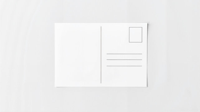 Blank postcard on white background with minimalistic design and space for text