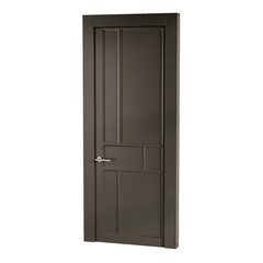 A black door with a silver handle and a silver knob