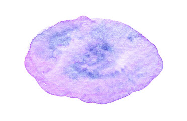 Abstract purple and blue watercolor circle on white background: fluid art design for creative projects and decor inspiration.