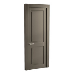 A door with a silver handle and a silver knob