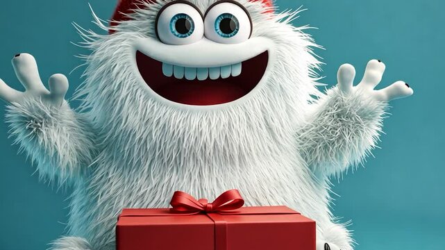Funny Christmas Elf with Gift Cartoon Character Smiling and Celebrating the Holiday Season