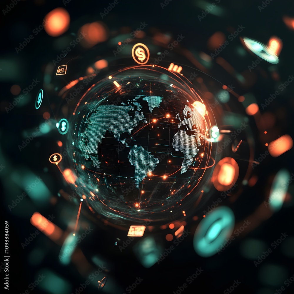 Poster global financial network: a mesmerizing visualization of interconnected economies and digital transa