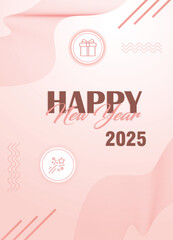 Happy New Year 2025 vector greeting card design poster