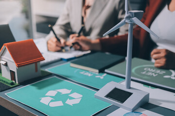 Carbon offset price report CO2 emission. Future growth Net zero waste in ESG ethical SME office...
