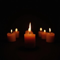 Warm Candlelight Glow with Multiple Scented Candles in Dark Room