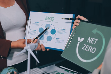Carbon offset price report CO2 emission. Future growth Net zero waste in ESG ethical SME office...
