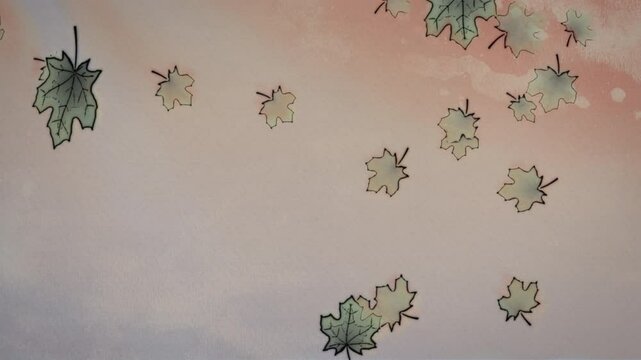 Watercolor Painted Summer Leaves Animated Backdrop
