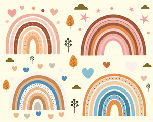 Rainbows modern Pastel color vector icon set