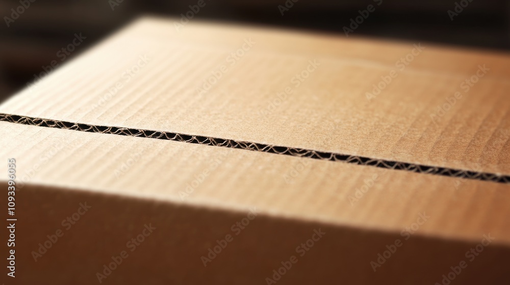 Poster close-up of a textured cardboard box, showcasing its intricate surface details and a subtle play of 