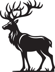 Reindeer vector black silhouette isolated on white background