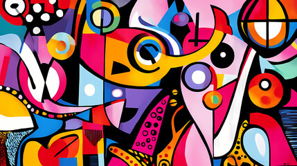 A striking abstract pop art backdrop with bold, playful shapes and vibrant colors, creating an eye-catching visual for various projects. Vibrant Pop Art. Illustration
