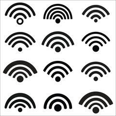 Wifi Icon Silhouette Bundle Set Isolated, Wifi Icon Silhouette PNG, Wi-fi, wireless internet silhouette