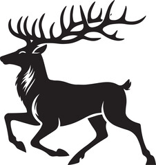 Reindeer vector black silhouette isolated on white background