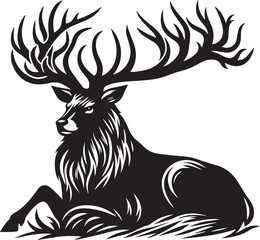 Reindeer vector black silhouette isolated on white background