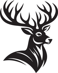 Reindeer vector black silhouette isolated on white background