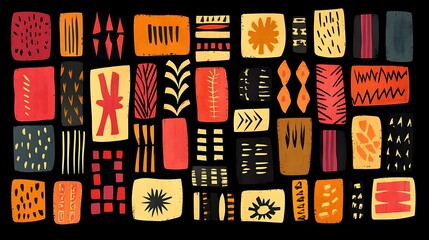 Collection of colorful abstract geometric patterns.