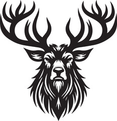 Reindeer vector black silhouette isolated on white background