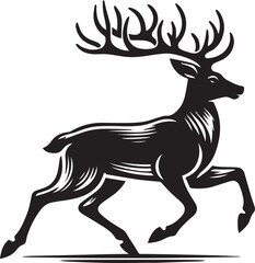 Reindeer vector black silhouette isolated on white background