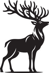 Reindeer vector black silhouette isolated on white background