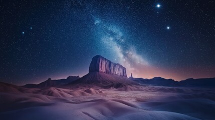 Fototapeta premium Starry Night With Meteor Showers Over a Remote Mountain Range in a Tranquil Atmosphere
