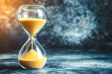 Golden Sand Hourglass Halfway Filled in Suspension