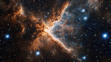 Vibrant cosmic scene with luminous stars and a nebula, showcasing dynamic movement and the beauty of the vast universe in rich colors.