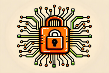 Digital Circuit Board with Intrusion Protection and Firewalls illustration