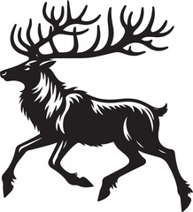 Reindeer vector black silhouette isolated on white background