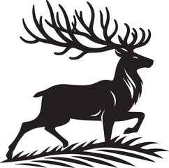 Reindeer vector black silhouette isolated on white background