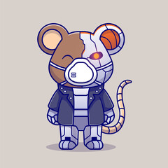 Cute Mouse Robot Cyborg Cartoon Vector Icon Illustration. 
Animal Technology Icon Concept Isolated Premium Vector. 
Flat Cartoon Style 