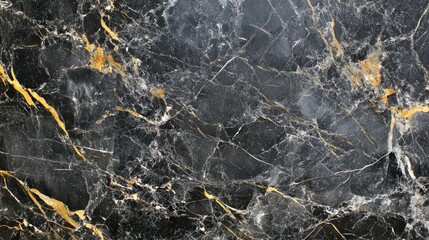 Sophisticated black marble background showcasing striking yellow veining and a subtle grunge texture for a luxurious aesthetic.