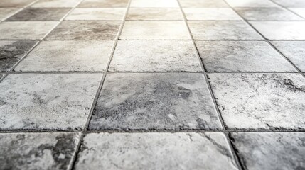 Polished natural stone tile terrace featuring a bright grunge textured background with white and gray marble concrete slabs.