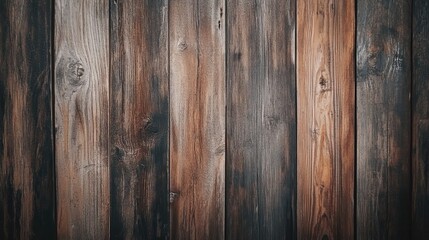 Fototapeta premium Weathered rustic brown wooden planks with natural textures showcasing shades of brown and gray, ideal for a vintage backdrop or decor.