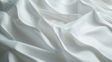 Fototapeta premium Elegant flowing white satin fabric with a smooth texture, perfect for design projects, photography backdrops, or printing applications.