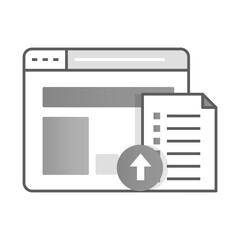 Listing Submitted Icon – Web Page with Upload Symbol, Representing Successful Submission of Listings