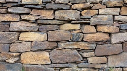 Close-up of a weathered stone wall from an ancient fortress, highlighting textured bricks with various shades and intricate details, perfect for historical backgrounds.