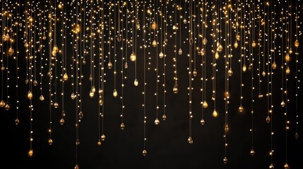 Elegant vintage lights in gold and black cascading softly, creating a mesmerizing backdrop with a warm, glowing ambiance.