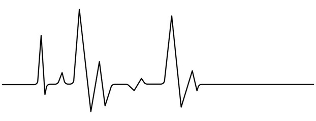 Continuous one line drawing. two hears with hearbeat. Vector minimalism illustration, single hand drawn. Heartbeat line. Heartbeat line icon on white background. Pulse Rate Monitor. Pro vector 