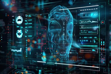 Skin testing results on digital interface in laboratory or surgical background, innovative technology in science and medicine concept. medical technology