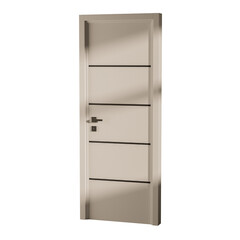 A door with a silver handle and a silver lock