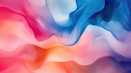 Fototapeta premium A dynamic abstract swirl of paint blending vibrant shades of pink, blue, and orange, creating a fluid and colorful visual experience.