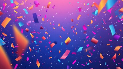 Colorful festive banner design with vibrant confetti and flags on a gradient background, featuring a blank space for personalized messages and celebrations.