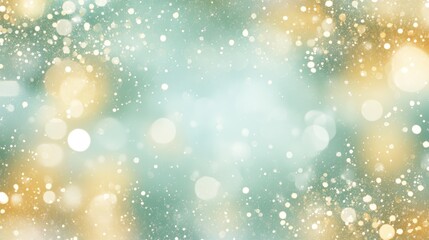 Obraz premium Shimmering mint green abstract backdrop with dreamy glitter sparkles and soft light bokeh, creating a luxurious festive atmosphere.